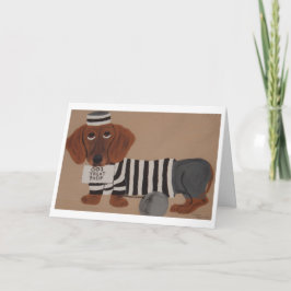 Dachshund Treat Thief Jailbird Kort