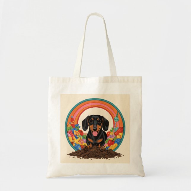 Dachshund Tunneldiggnings-glädje Handväskor Tygkasse (Framsidan)