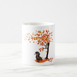 Dachshund Uggla och Fall Träd Dachshund Älskare hö Kaffemugg
