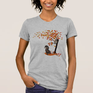 Dachshund Uggla och Fall Träd Dachshund Älskare hö T Shirt