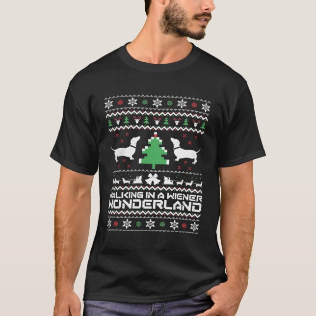 Dachshund Ugly Doxie Santa T Shirt (Framsida)