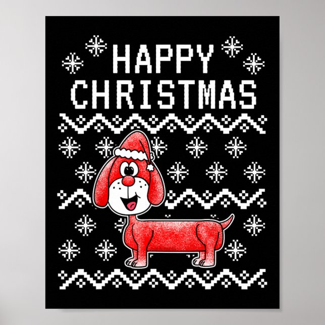 Dachshund Ugly jul-Hund Poster (Framsidan)