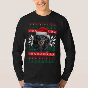 Dachshund Ugly jul Sötare Stil Santa Hat D T Shirt