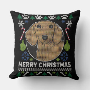 Dachshund Ugly jul Sweater Hund design Kudde