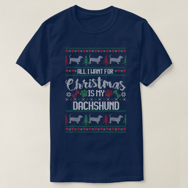 Dachshund Ugly jul Sweater T Shirt (Design framsida)