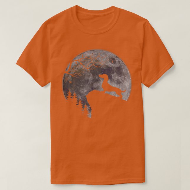 Dachshund Under Moon Halloween Dog Lovers  T Shirt (Design framsida)
