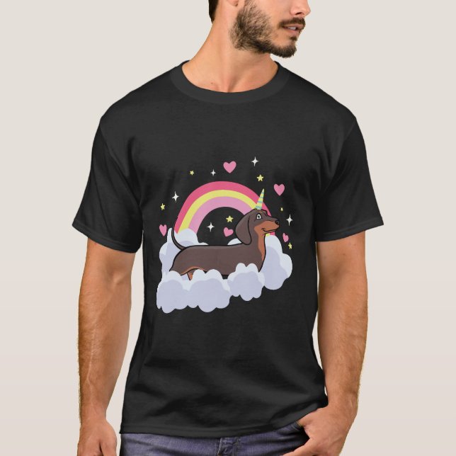 Dachshund Unicorn Wienercorn T Shirt (Framsida)