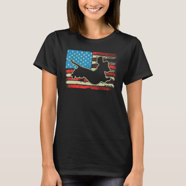 Dachshund USA Flag Doxie Weiner Dog 4th of July Pa T Shirt (Framsida)