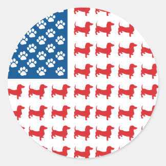 Dachshund USA Patriotic Flagga Runt Klistermärke