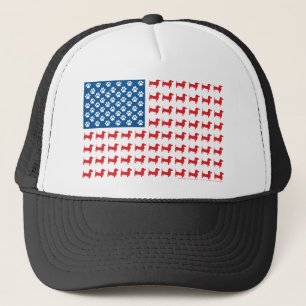 Dachshund USA Patriotic Flagga Truckerkeps