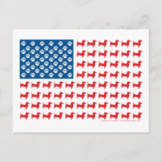 Dachshund USA Patriotic Flagga Vykort