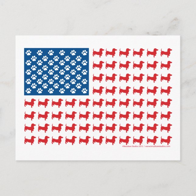 Dachshund USA Patriotic Flagga Vykort (Framsida)
