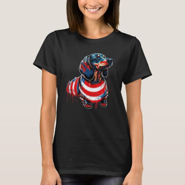Dachshund USA patriotic US Flag Gifts Dog Lover_7 T Shirt (Framsida)