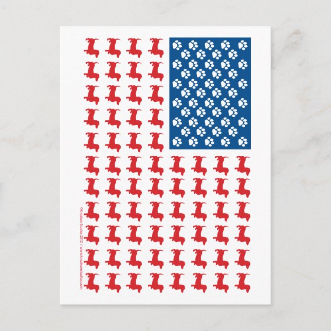 Dachshund USA Patriotisk Flagga Vykort (Framsida)