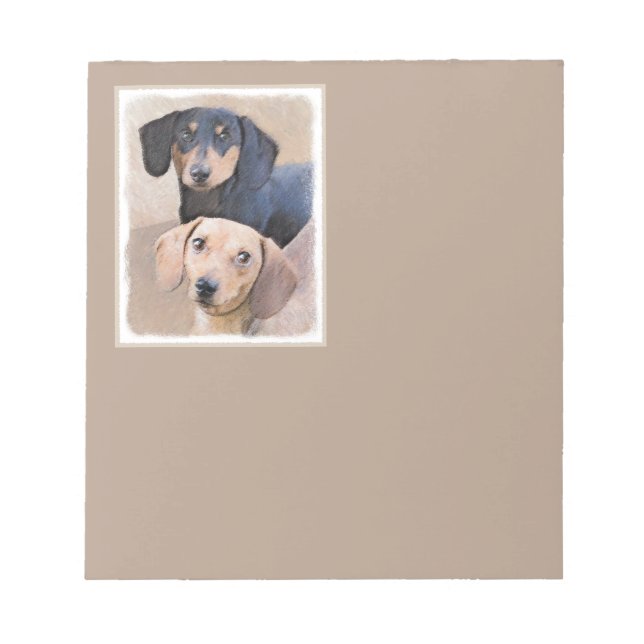 Dachshund (utjämnad) - Originalteckning av Hund Anteckningsblock (Framsida)