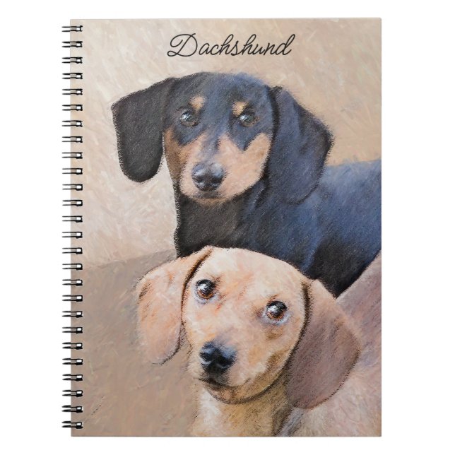 Dachshund (utjämnad) - Originalteckning av Hund Anteckningsbok (Framsidan)