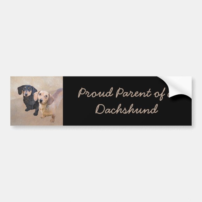 Dachshund (utjämnad) - Originalteckning av Hund Bildekal (Framsidan)