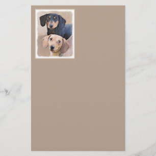 Dachshund (utjämnad) - Originalteckning av Hund Brevpapper