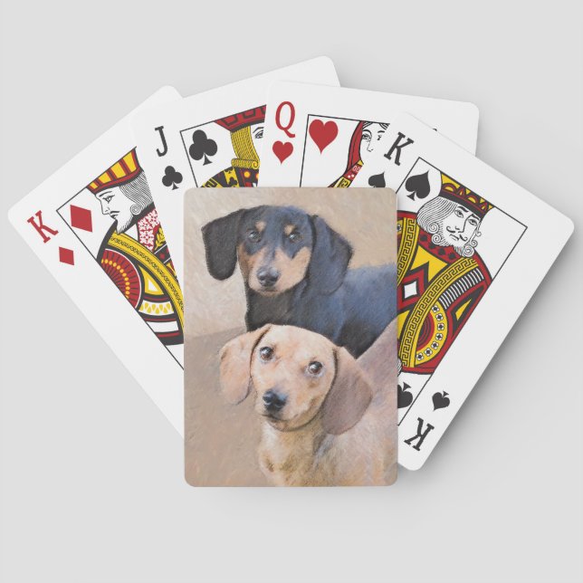 Dachshund (utjämnad) - Originalteckning av Hund Casinokort (Baksidan)