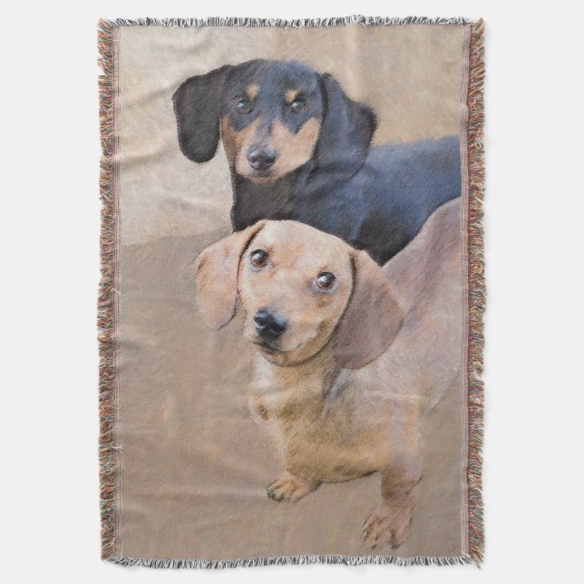 Dachshund (utjämnad) - Originalteckning av Hund Filt (Framsidan Vertikal)