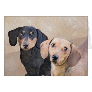 Dachshund (utjämnad) - Originalteckning av Hund Hälsningskort