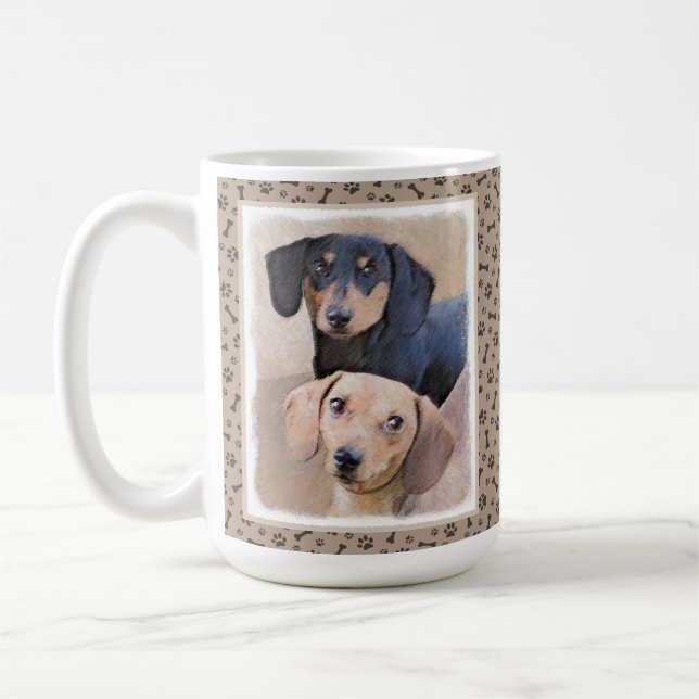 Dachshund (utjämnad) - Originalteckning av Hund Kaffemugg (Vänster)