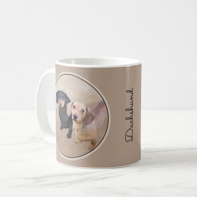 Dachshund (utjämnad) - Originalteckning av Hund Kaffemugg (Framsida vänster)