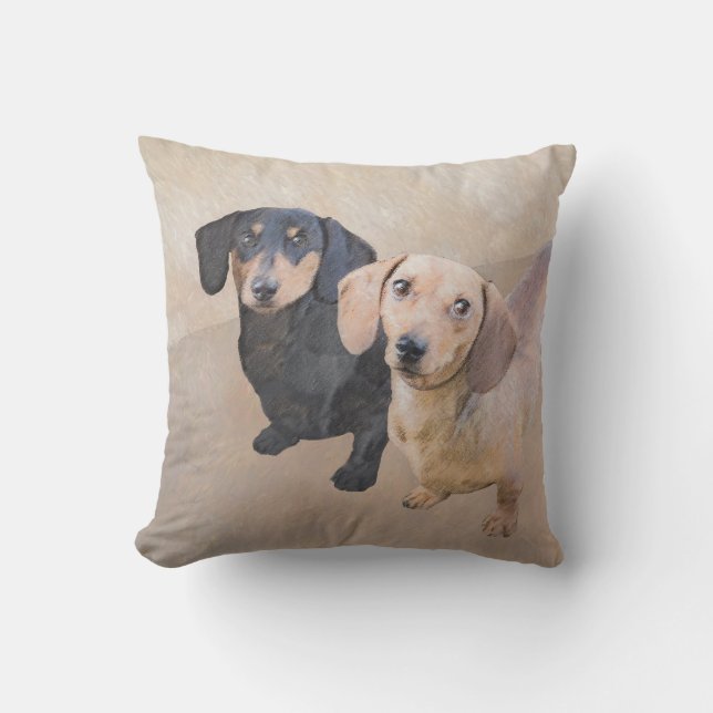 Dachshund (utjämnad) - Originalteckning av Hund Kudde (Framsida)