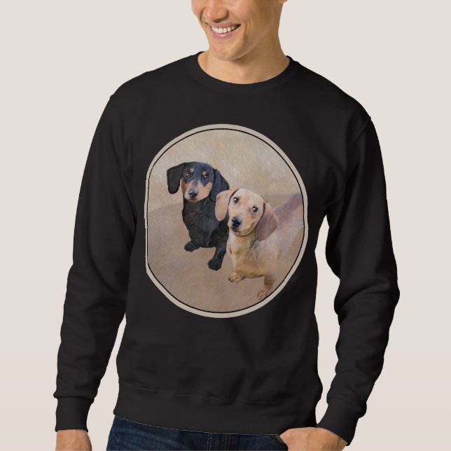 Dachshund (utjämnad) - Originalteckning av Hund Lång Ärmad Tröja (Framsida)
