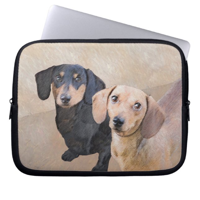 Dachshund (utjämnad) - Originalteckning av Hund Laptop Fodral (Framsidan)