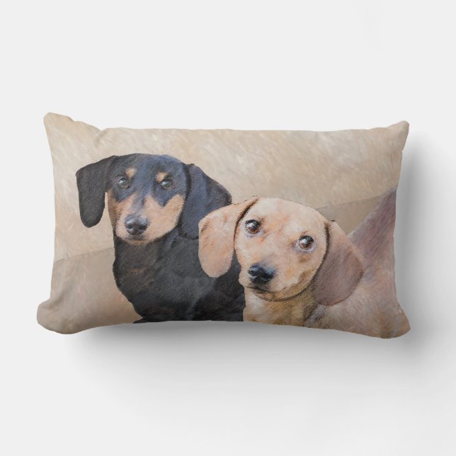 Dachshund (utjämnad) - Originalteckning av Hund Lumbarkudde (Framsida)