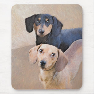 Dachshund (utjämnad) - Originalteckning av Hund Musmatta