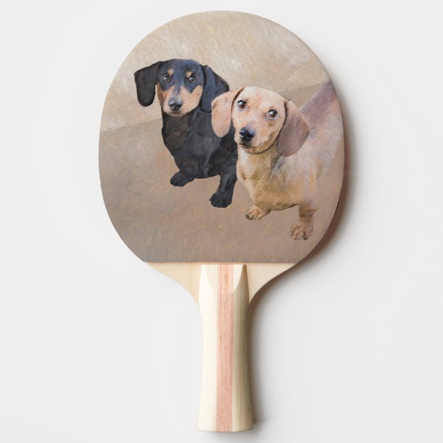 Dachshund (utjämnad) - Originalteckning av Hund Pingisracket (Framsidan)