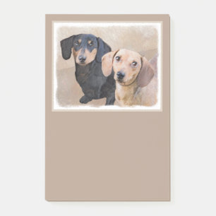 Dachshund (utjämnad) - Originalteckning av Hund Post-it Block