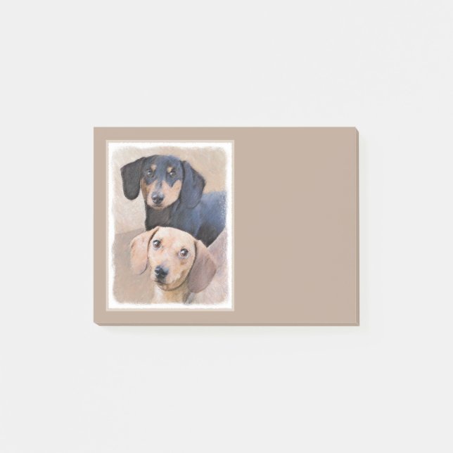 Dachshund (utjämnad) - Originalteckning av Hund Post-it Block (Framsida)
