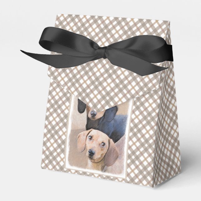 Dachshund (utjämnad) - Originalteckning av Hund Presentaskar (Framsidan Sidan)