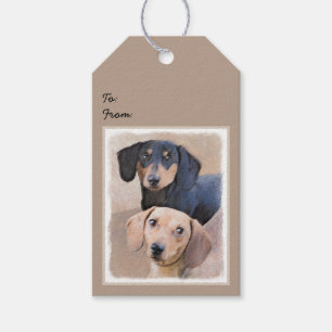Dachshund (utjämnad) - Originalteckning av Hund Presentetikett