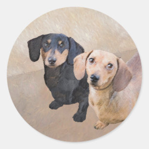 Dachshund (utjämnad) - Originalteckning av Hund Runt Klistermärke
