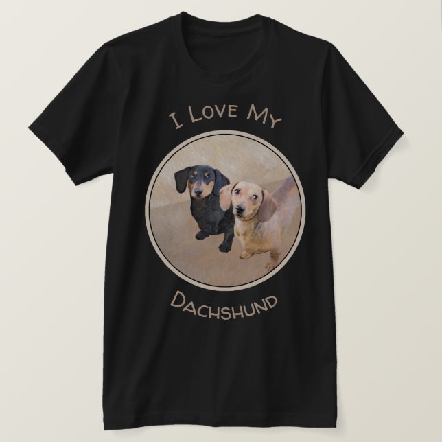 Dachshund (utjämnad) - Originalteckning av Hund T Shirt (Design framsida)