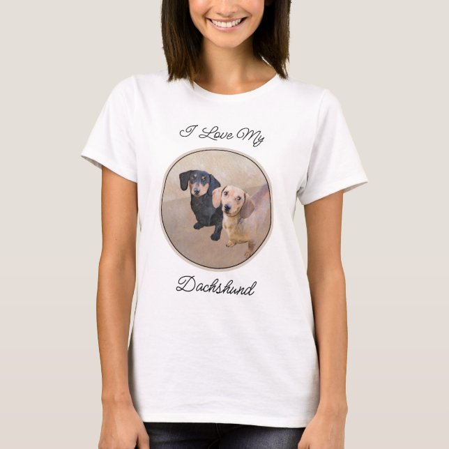 Dachshund (utjämnad) - Originalteckning av Hund T Shirt (Framsida)