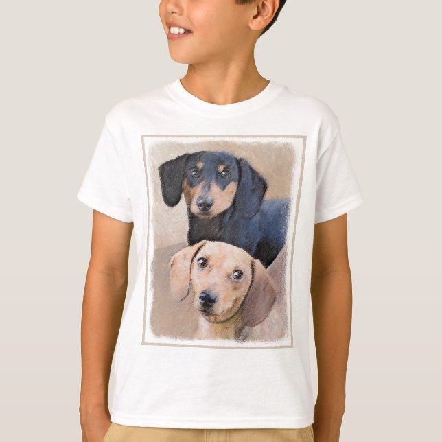 Dachshund (utjämnad) - Originalteckning av Hund T Shirt (Framsida)