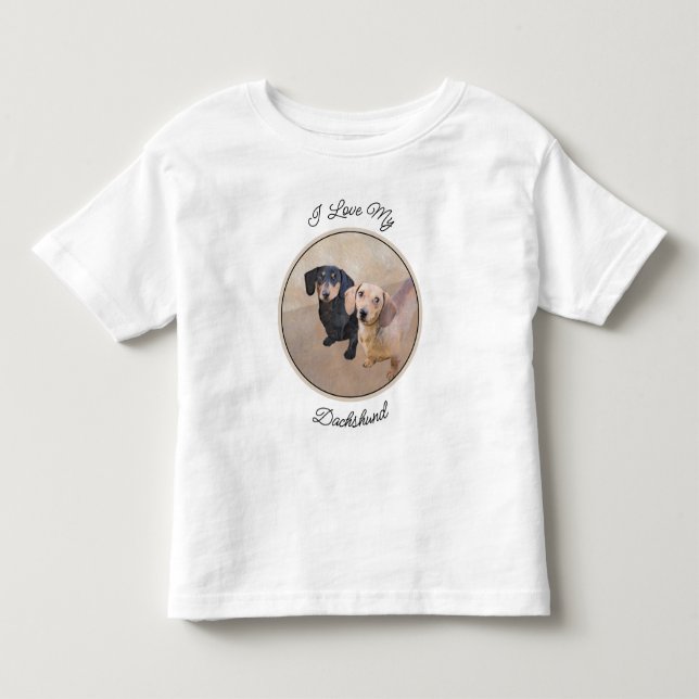 Dachshund (utjämnad) - Originalteckning av Hund T Shirt (Framsida)