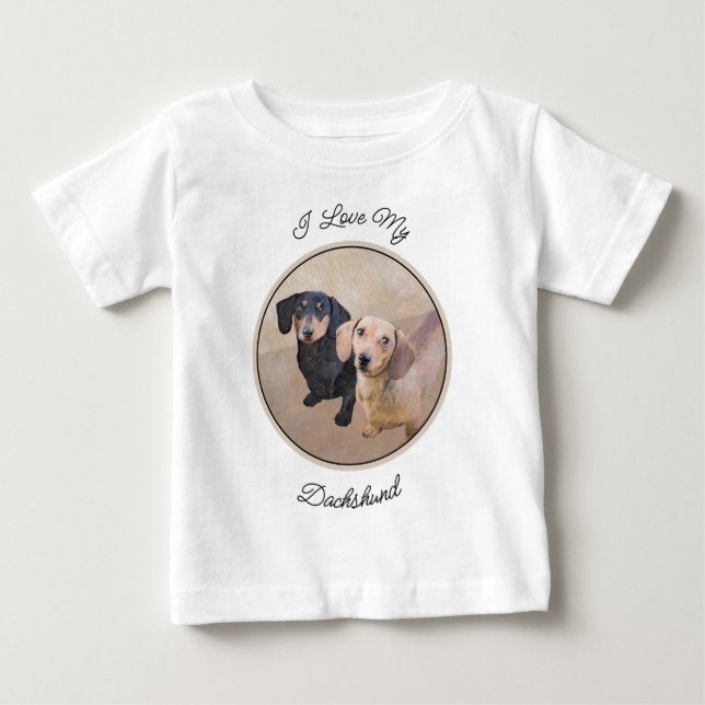 Dachshund (utjämnad) - Originalteckning av Hund T Shirt (Framsida)