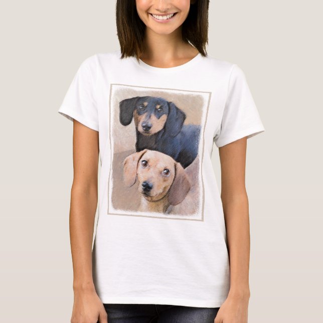 Dachshund (utjämnad) - Originalteckning av Hund T Shirt (Framsida)