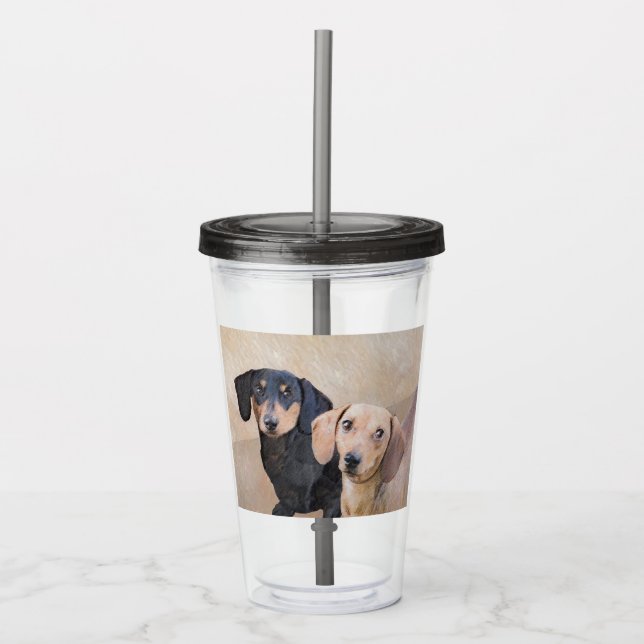 Dachshund (utjämnad) - Originalteckning av Hund Take Away Mugg (Framsida)