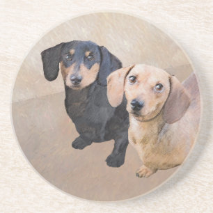 Dachshund (utjämnad) - Originalteckning av Hund Underlägg