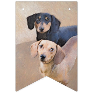 Dachshund (utjämnad) - Originalteckning av Hund Vimplar