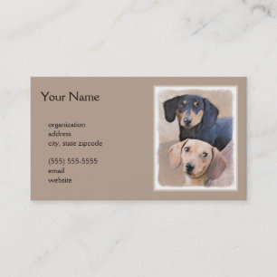 Dachshund (utjämnad) - Originalteckning av Hund Visitkort