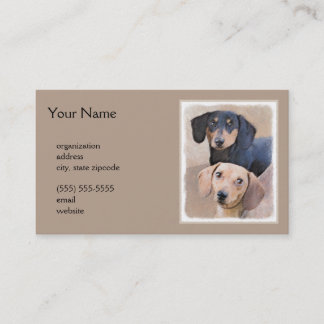 Dachshund (utjämnad) - Originalteckning av Hund Visitkort