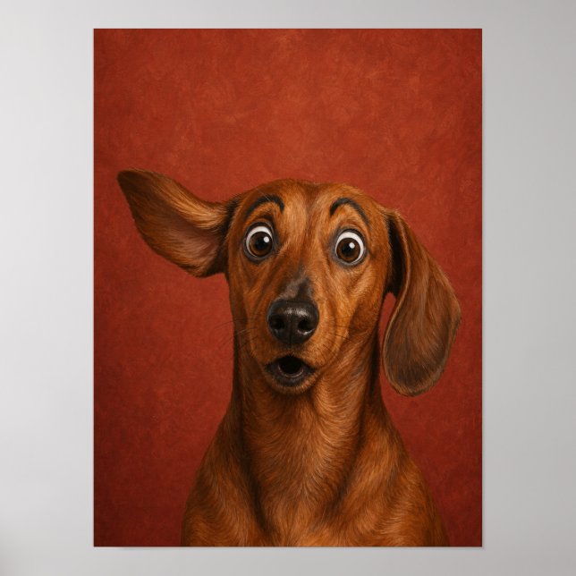 Dachshund Väggkonst — Förvånad Rolig Målerisk (Framsidan)